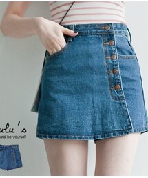 Lulus | 斜排扣牛仔短裙(デニムスカート)