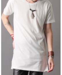 no brand | ロング丈　サイドファスナー(Tシャツ/カットソー)