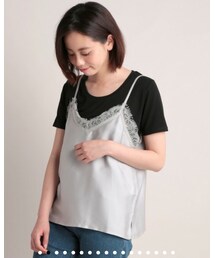 VIS | サテンキャミソール付きTシャツ(トップス)