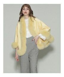 GRACE CONTINENTAL | GRACE CONTINENTAL カシミヤフォックスストール グレースコンチネンタル:F:イエロー(ポンチョ)