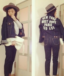 MOUSSY | バックプリントデニムアウター(デニムジャケット)