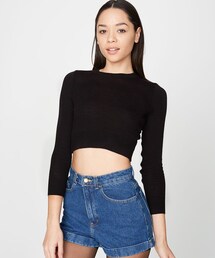 American Apparel | ダークウォッシュハイウエストジーンカフショーツ
(デニムパンツ)
