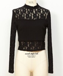 SNIDEL | レース切替ハイネックプルオーバー(Tシャツ/カットソー)