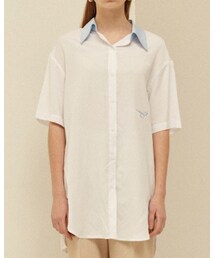13MONTH | [13month]BELTED HALF LONG SHIRT (WHITE)(シャツ/ブラウス)