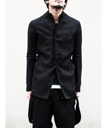 nude:masahiko maruyama | nude:mm "linen poplin jacket"【black】(テーラードジャケット)