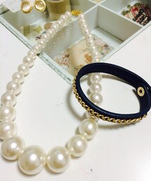 パールネックレス♥︎∗*ﾟ☻
ネイビーチェーンブレスレット*   ੈ✩‧₊˚(ブレスレット)