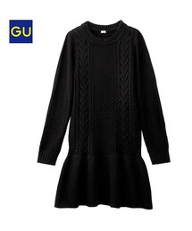 GU | ローペプラムニットワンピース(ワンピース)