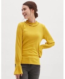 GU | フリルネックＴ（長袖）ＲＯ(シャツ/ブラウス)