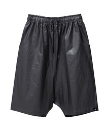 HUPOT | WAX COATED DROP CROTCH SHORTS/BLACK(その他パンツ)