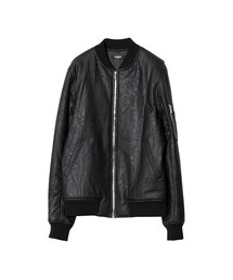 HUPOT | 2WAY ZIPPER BOMBER JACKET BLACK(スタジャン)