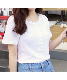 BAGAZIMURI | 前ボタン付きロングＴシャツ(Tシャツ/カットソー)