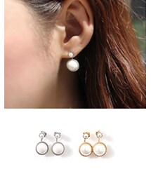 BAGAZIMURI | アイボリー2WAYミニピアス(ピアス（両耳用）)