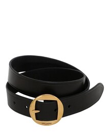 SAINT LAURENT PARIS | 2016aw GÉOMÉTRIQUE BUCKLE BELT IN BLACK LEATHER AND AGED GOLD-TONED METAL(ベルト)