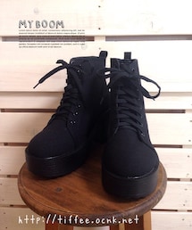 Tiffee Store | キャンバス厚底ハイカットブーツ(ブーツ)