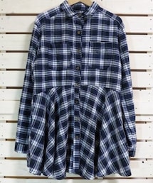 Tiffee Store | ウエスト絞り長袖チェックシャツワンピ(シャツワンピース)