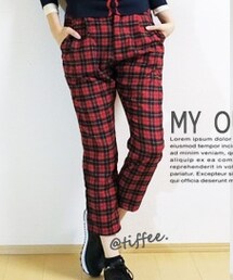 Tiffee Store | タータンチェック起毛タックテーパードパンツ(その他パンツ)