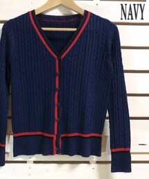 Tiffee Store | Vライン×ケーブルニット生地カーディガン(カーディガン/ボレロ)