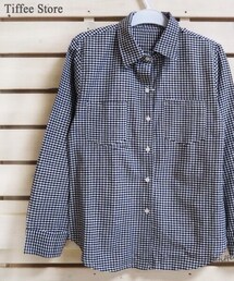 Tiffee Store | ギンガムチェックシャツ黒(シャツ/ブラウス)