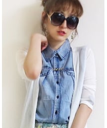 Tiffee Store | ケミカルデニム風フレンチスリーブトップス(シャツ/ブラウス)