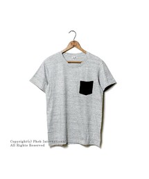 FilMelange | フィルメランジェ/FILMELANGE×フェブ/PHEB(アンドフェブ/AND PHEB) 別注 日本製 ''2トーンサニー''クルーネックポケット付きTシャツ(FM-SUNNY-PHEB)(Tシャツ/カットソー)