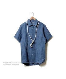 FRANK LEDER | フランクリーダー/FRANK LEDER ドイツ製 ''ウォッシュドブルー''リネン半袖シャツ(0516122)(シャツ/ブラウス)