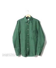 FRANK LEDER | フランクリーダー/FRANK LEDER ドイツ製 ''GREEN INKED HEMP/LINEN''レギュラーカラーシャツ(0716024)(シャツ/ブラウス)