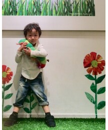 babyGAP | 80cm👖3歳でウエストぴったり☆丈がジャストの頃はウエストがブカブカで😢裾を折って着られるこの季節を待っていた〜！(デニムパンツ)