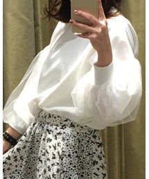 Green　Parks | 袖チュールカットプルオーバー off white  ¥2,990-(トップス)