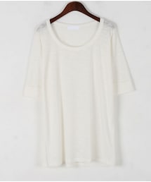 5分丈折り返し袖メランジ柄T(Tシャツ/カットソー)
