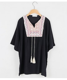 刺繍デザインボヘミアンブラウス(Tシャツ/カットソー)