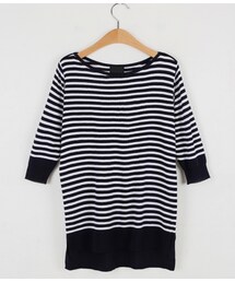 ボートネック五分袖ボーダーニットソー(ニット/セーター)