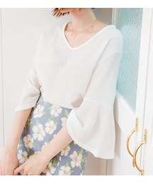 ナチュラルプリーツベルスリーブブラウス(シャツ/ブラウス)