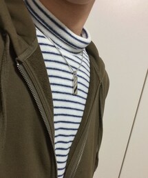 ボーダーハイネックT(Tシャツ/カットソー)