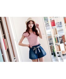 OBdesign | 修身百搭~韓版小V領素色羅紋T恤(Tシャツ/カットソー)