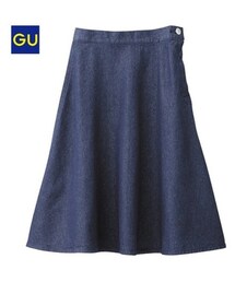GU | 女裝牛仔中長喇叭裙(スカート)