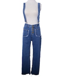 ellerie | フロントボタン切りっぱなしデニムサロペット(サロペット/オーバーオール)