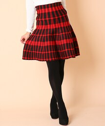 ellerie | レトロチェック柄ニットミディ丈フレアスカート(スカート)