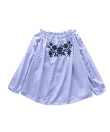 ellerie | 2WAYストライプ刺繍オフショルブラウス(シャツ/ブラウス)