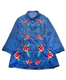 ellerie | ローズ刺繍デニムシャツ(Tシャツ/カットソー)