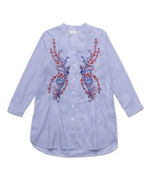 ellerie | 抜け首ストライプ大人刺繍ロングシャツ(シャツ/ブラウス)