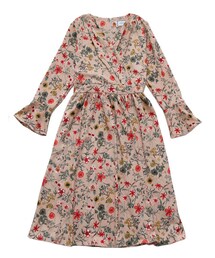 レトロ風花柄カシュクールワンピース(ワンピース)