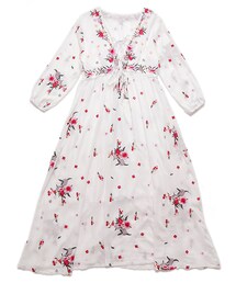 ellerie | フェミニン花柄刺繍レースアップワンピース(ワンピース)