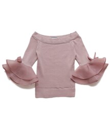 ellerie | オーガンジーフレアスリーブガーリーオフショルニット(ニット/セーター)