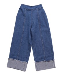 ellerie | 切りっぱなしハイウエストデニムワイドパンツ(デニムパンツ)