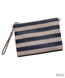 ellerie | Summerボーダーカゴ素材2WAYクラッチバッグ(2色)(クラッチバッグ)