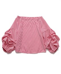 ellerie | くしゅくしゅスリーブブラウス【ギンガム柄】(シャツ/ブラウス)