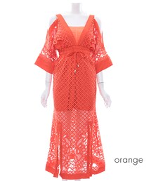 ellerie | スクエアカットモチーフ総レース刺繍マキシワンピース(ワンピース)