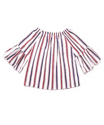 ellerie | マルチストライプとろみオフショルダー(シャツ/ブラウス)