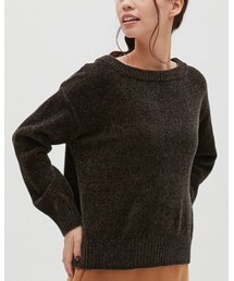 GU | モールヤーンボートネックセーター（長袖）(ニット/セーター)