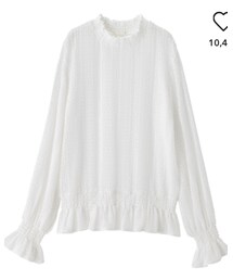 GU | レースフリルネックT（長袖）NR(シャツ/ブラウス)